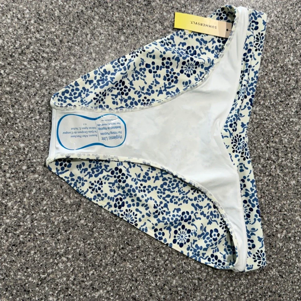Summersalt Blue White Floral Bikini Bottom‎ Swimwear Size 12 New With Tags Beach